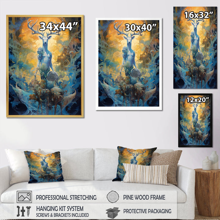 Majestic Deer In Magical Forest - Deer Canvas Wall Art
