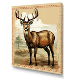 Majestic Deer Retro Illustration - Brown Deer Wall Art