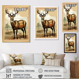 Majestic Deer Retro Illustration - Brown Deer Wall Art