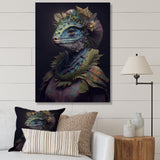 Blue Dino Wearing Reptile Suit - Dinosaur Framed Canvas Art