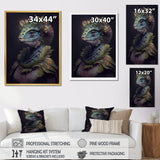 Blue Dino Wearing Reptile Suit - Dinosaur Framed Canvas Art