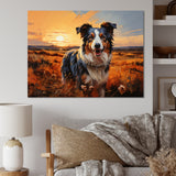 Border Collie Walking Under Golden Horizon - Dog Large Canvas Wall Art