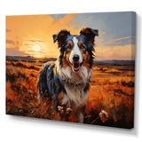 Border Collie Walking Under Golden Horizon - Dog Large Canvas Wall Art
