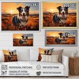Border Collie Walking Under Golden Horizon - Dog Large Canvas Wall Art