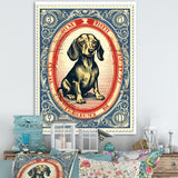 Retro Illustration Of Cute Dachshund - Dog Daschund Living Room Wall Art