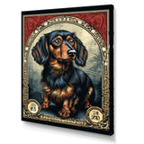 Retro Stamp Illustration Of Cute Dachshund - Dog Daschund Bedroom Wall Art