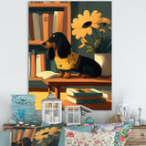 Cute Dachshund With Yellow Sweater On A Chair - Dog Daschund Wall Decor