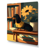 Cute Dachshund With Yellow Sweater On A Chair - Dog Daschund Wall Decor