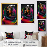 Cool Dachshund In Rainbow Designer Sweater - Dog Daschund Wall Art Prints