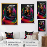 Cool Dachshund In Rainbow Designer Sweater - Dog Daschund Wall Art Prints