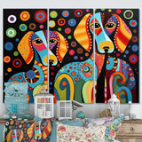 Portrait Of Two Dachshund Retro Geometric - Multi-Panels