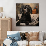 Dog Reading Newspaper On Toilet - Dog Wall Decor