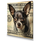 Little Dog On Dollar Bill - Black Dog Wall Art