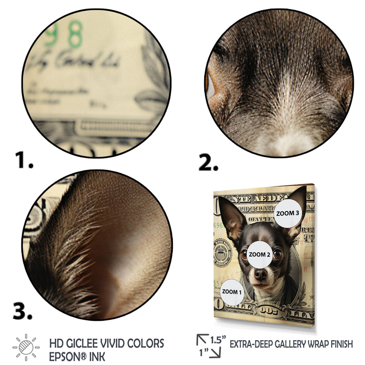 Little Dog On Dollar Bill - Black Dog Wall Art