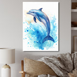 Cute Blue Dolphin Watercolor - Blue Dolphin Wall Art