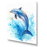Cute Blue Dolphin Watercolor - Blue Dolphin Wall Art