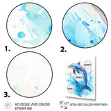 Cute Blue Dolphin Watercolor - Blue Dolphin Wall Art