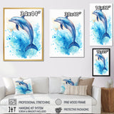 Cute Blue Dolphin Watercolor - Blue Dolphin Wall Art