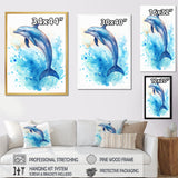 Cute Blue Dolphin Watercolor - Blue Dolphin Wall Art