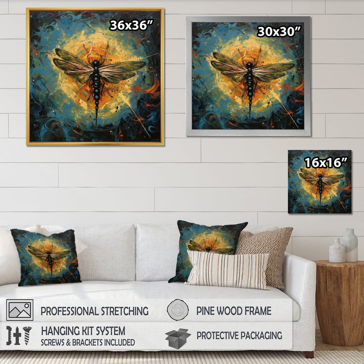 Expressive Painting Of Dragonfly - Dragonfly Living Room Wall Art