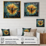 Expressive Painting Of Dragonfly - Dragonfly Living Room Wall Art