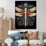 Gold Vintage Dragonfly On Blue - Dragonfly Wall Decor