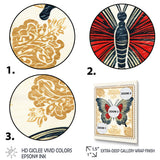 Retro Stamp Illustration Of Vintage Butterfly - Dragonfly Wall Art Prints