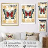 Retro Stamp Illustration Of Vintage Butterfly - Dragonfly Wall Art Prints