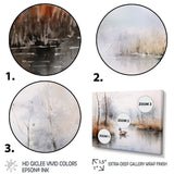 Duck In The Misty Pond At Dawn Watercolor - Duck Large Canvas Wall Art