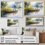 Ducks In A little Boat On The Lake - Duck Bedroom Wall Art