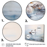 Brown Ducks Swimming Misty Morning Lake - Duck Canvas Wall Art