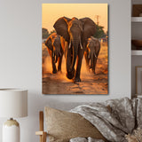 Glorious Elephant In The Wild At Sunset Wildlife - Black Elephant Wall Art