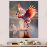 Majestic Pink Flamingo Spreading Its Wings - Flamingo Canvas Wall Art