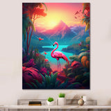 Pink Flamingo In Tropical Landscape - Flamingo Wall Decor