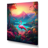 Pink Flamingo In Tropical Landscape - Flamingo Wall Decor