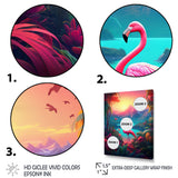 Pink Flamingo In Tropical Landscape - Flamingo Wall Decor