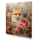 Cute Orange Fox In Flower Field - Orange Fox Wall Art
