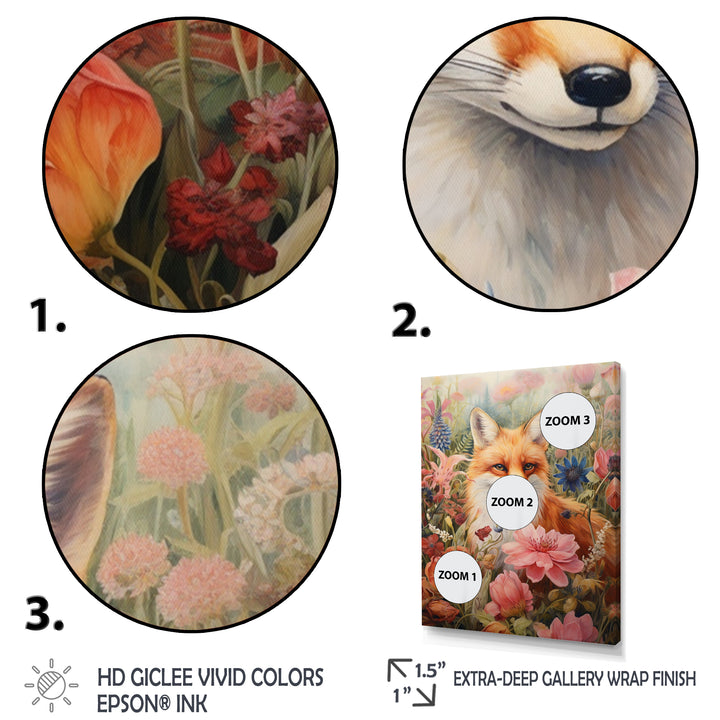 Cute Orange Fox In Flower Field - Orange Fox Wall Art
