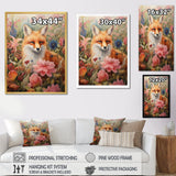 Cute Orange Fox In Flower Field - Orange Fox Wall Art
