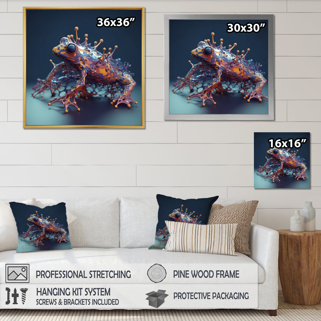 Neon Frog - Frog Framed Canvas Art