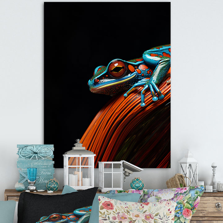 Portrait Of Pinstriped Tree Frog Wildlife - Frog Home Decor Art