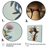 Portrait Of Giraffe With Glasses And A Hat - Giraffe Canvas Wall Art