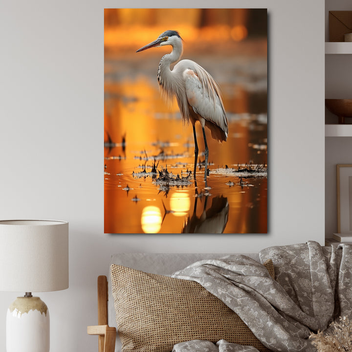 Portrait Of White Heron Wildlife Photography - Heron Wall Decor