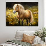 Golden Pony In Flower Meadow - Horse Wall Art Prints