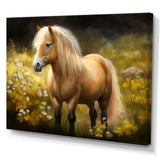 Golden Pony In Flower Meadow - Horse Wall Art Prints