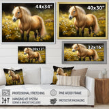 Golden Pony In Flower Meadow - Horse Wall Art Prints
