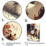 Wild Horses Galloping Winter Scene - Brown Horse Wall Art