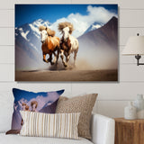 Wild Horses Galloping In The Mountains - Horse Large Canvas Wall Art