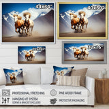 Wild Horses Galloping In The Mountains - Horse Large Canvas Wall Art