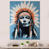 Vintage Portrait Native Chief Feather Headdress - Horse Bedroom Wall Art
